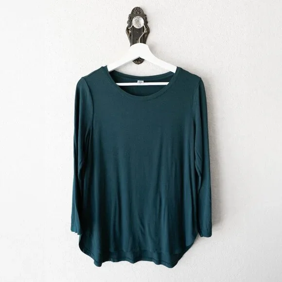 Old Navy Luxe Long 3/4 Sleeve Top Medium | Emerald Isle Green | Soft Drapey Knit - Picture 1 of 4